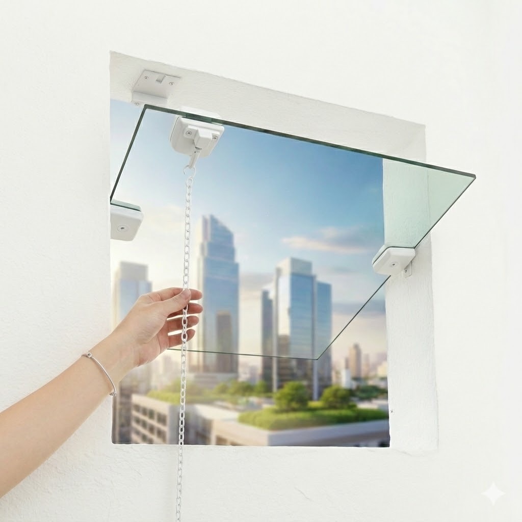 JANELA BASCULANTE VIDRO INCOLOR 06MM TEMPERADO 60X60 BRANCO DESMONTADO BASCULA CORRENTINHA