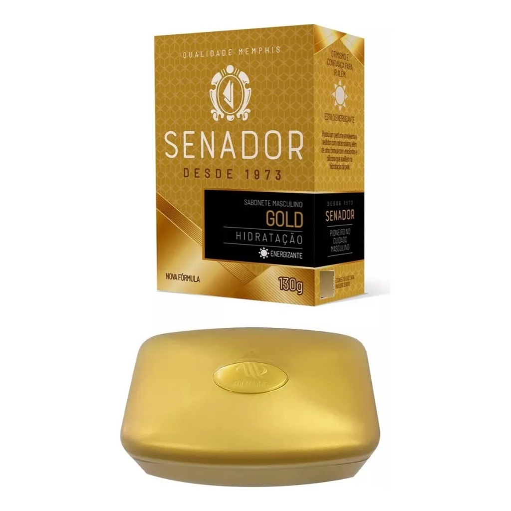 Presente Dia Dos Pais Senador Gold 3 Sabonetes + Saboneteira