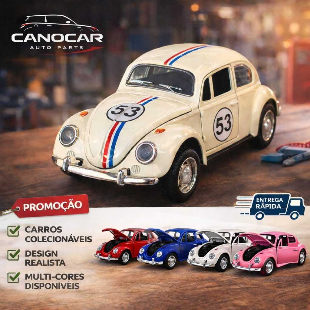 Miniatura/Carrinho de ferro Fusca Herbie 53 e outras cores, com Portas e Capô que Abrem