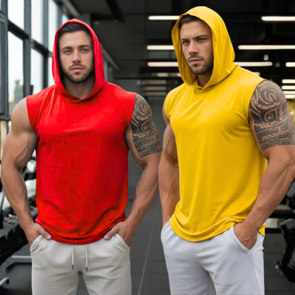 Kit 2 Regata Machão Masculina Camisa Academia Justiceiro Capuz Musculação