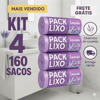 Kit 4 Sacos de Lixo Perfumados Lavanda | 160 Sacos | Pia e Banheiro | 34x38cm | Neutraliza Odores em Oferta na Shopee