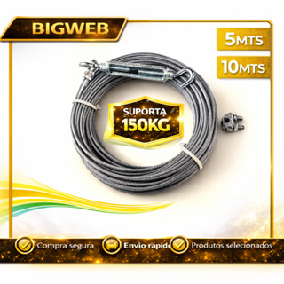 Cabo de Aço Revestido 5M ou10M 150kg Para Varal, Parapeito, Corrimão, Sacada, Guarda corpo em Oferta na Shopee