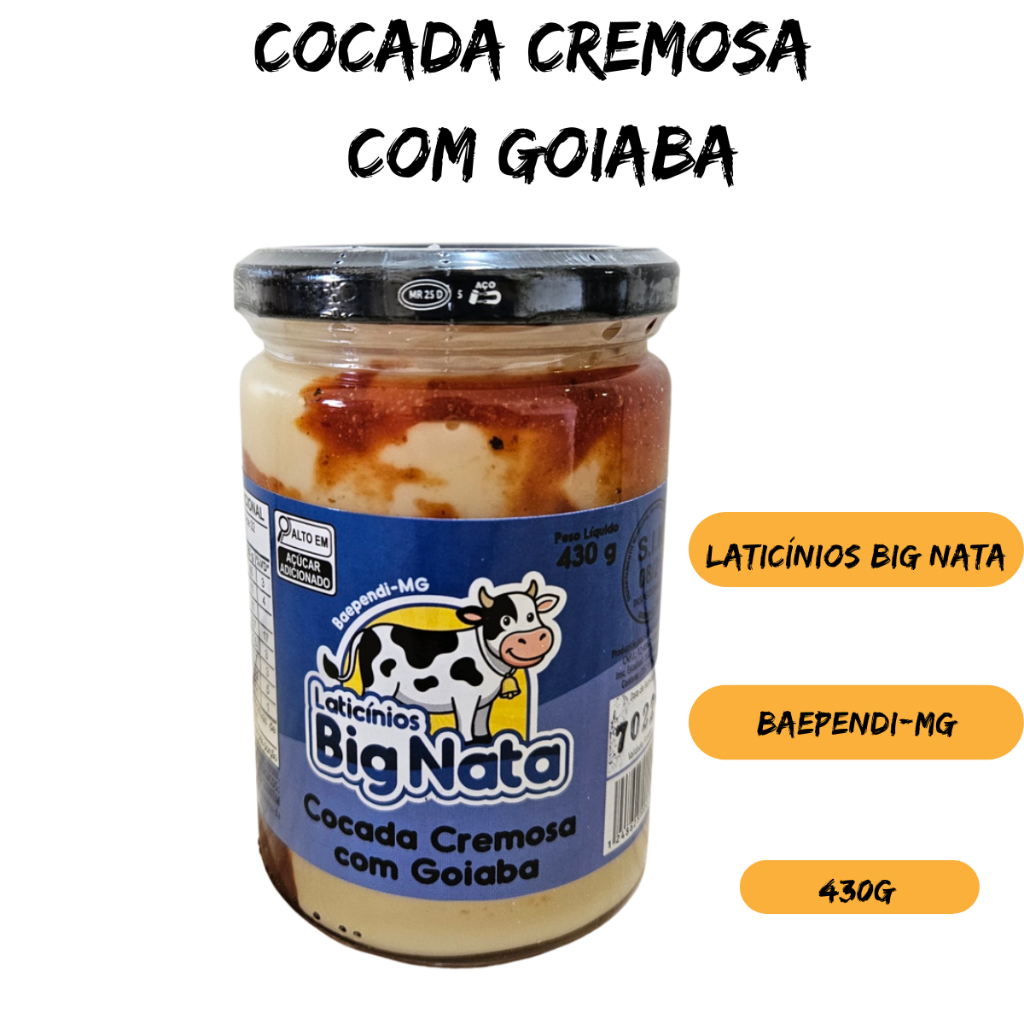 Cocada Cremosa Mineira com Goiaba Sem Glúten 430g Big Nata