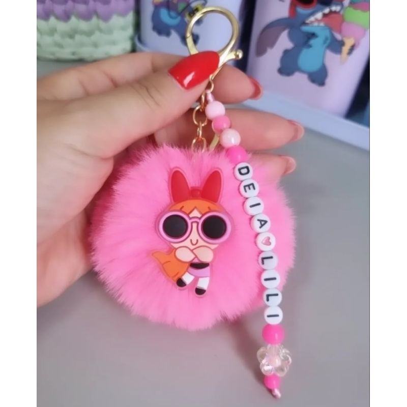 Chaveiro personalizado pompom, Chaveiro para mochila/bolsa, Chaveiro super poderosas