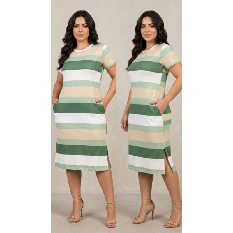 vestido  midi  de bolso  tamanho  único  g ,veste do 40 só 44, tecido  visco laycra em Oferta na Shopee