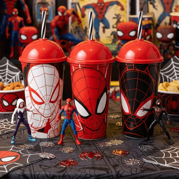 Copo Homem Aranha/Spider Man Com Tampa E Canudo De Plastico  500ml MARVEL - Shake / Refrigerante  / Suco
