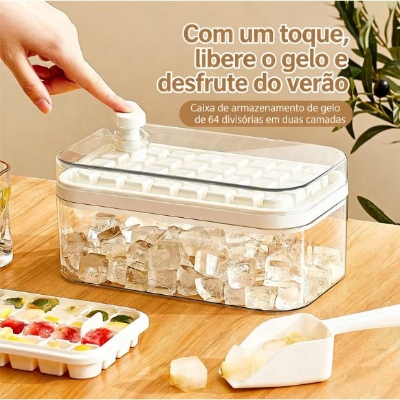 Conjunto de Gelo 64 Unidades Duas Camadas | Gelo na Hora, Produz e Armazena Tudo em Um Kit — imagem 1