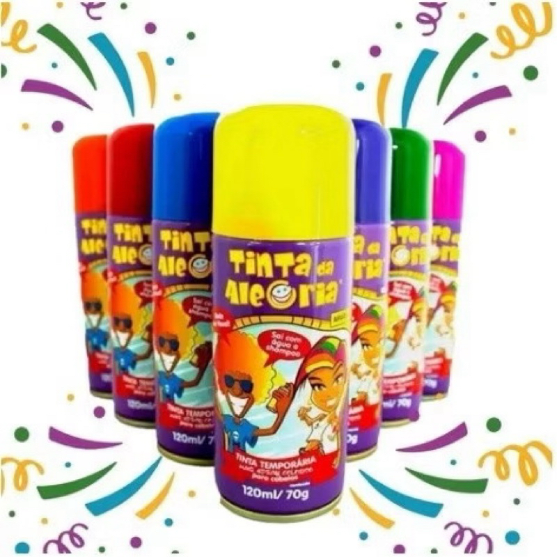 TINTA SPRAY CABELOS CORES DIVERSAS | 120ML - 70G | DA ALEGRIA | ARTIFICIAL | MECHAS | PEGADINHA | BRINCADEIRAS | SELEÇÃO