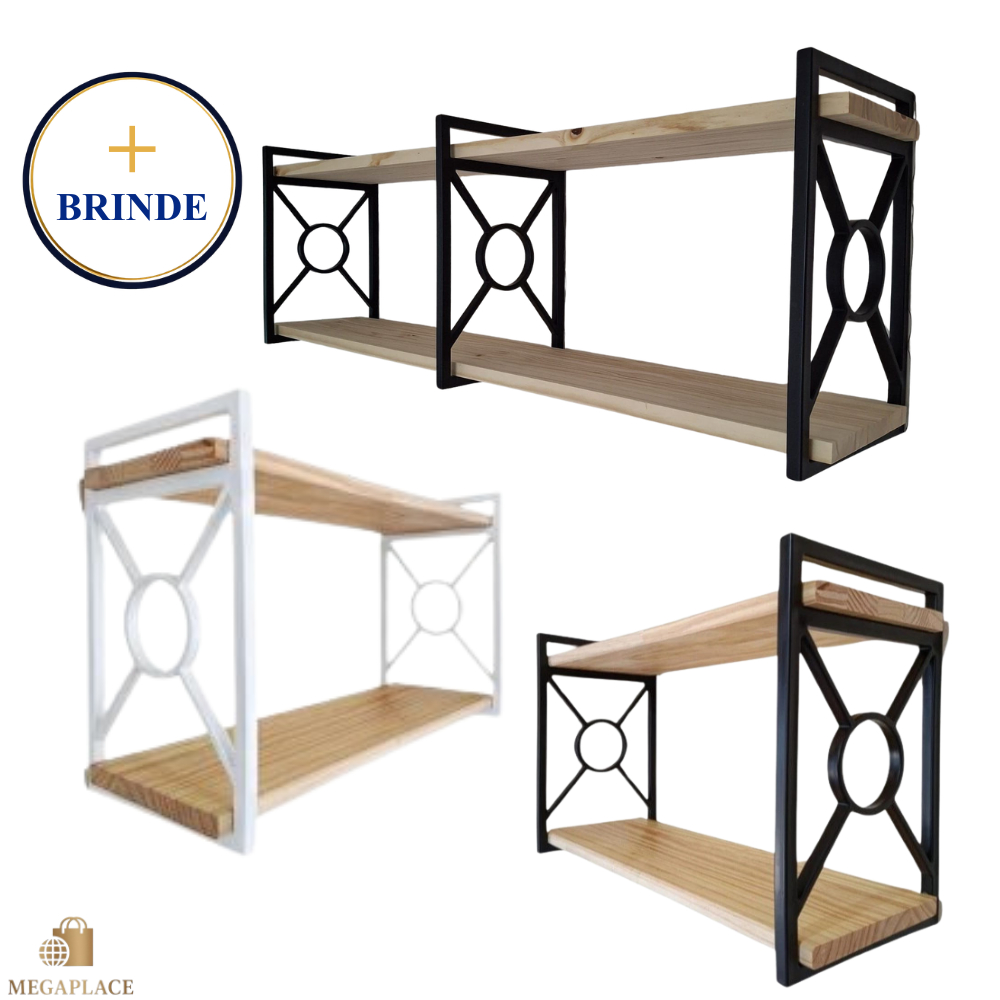 Prateleira Decorativa Estilo Industrial - Antiferrugem, Kit Instalação, Tamanhos Variados