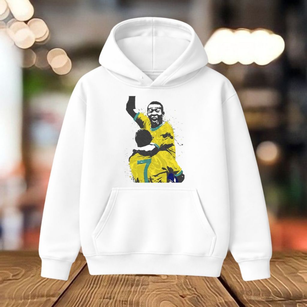 Moletom Canguru Unissex Blusa De Frio Com Capuz Casaco Pelé Rei do Futebol Brasil