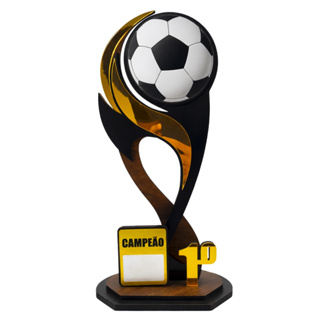 Troféu Futebol Campeão Resistente 35cm MDF/Acrílico Dourado em Oferta na Shopee