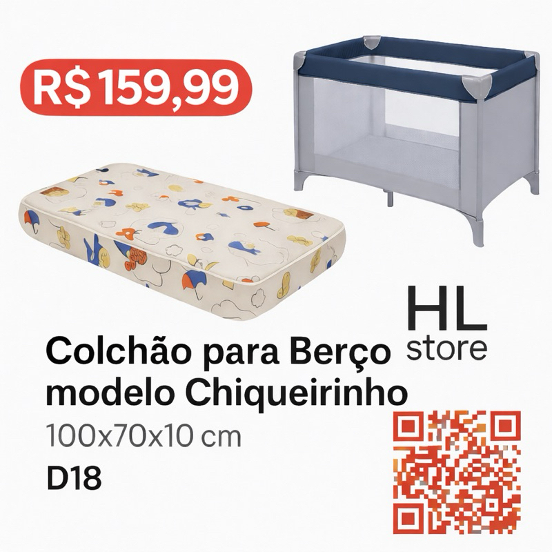 Colchão Berço Chiqueirinho cercadinho Desmontável 100x70x10cm em Oferta na Shopee