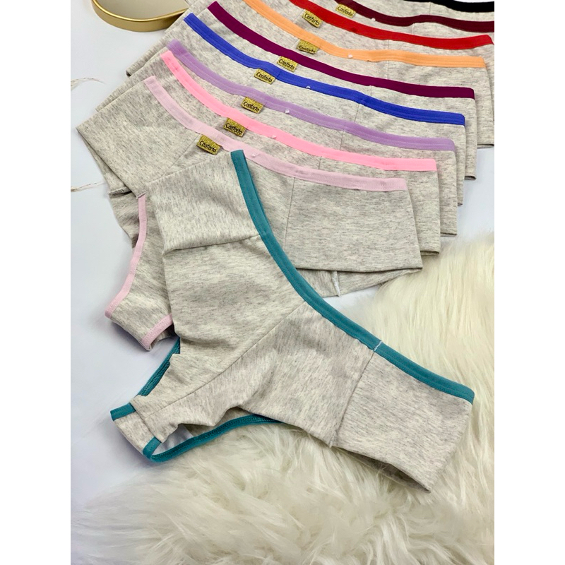 Kit Calcinha Fio Duplo Algodão Tangão Conforto Cintura Alta Cós Alto Tanga Moda Feminina Lingerie