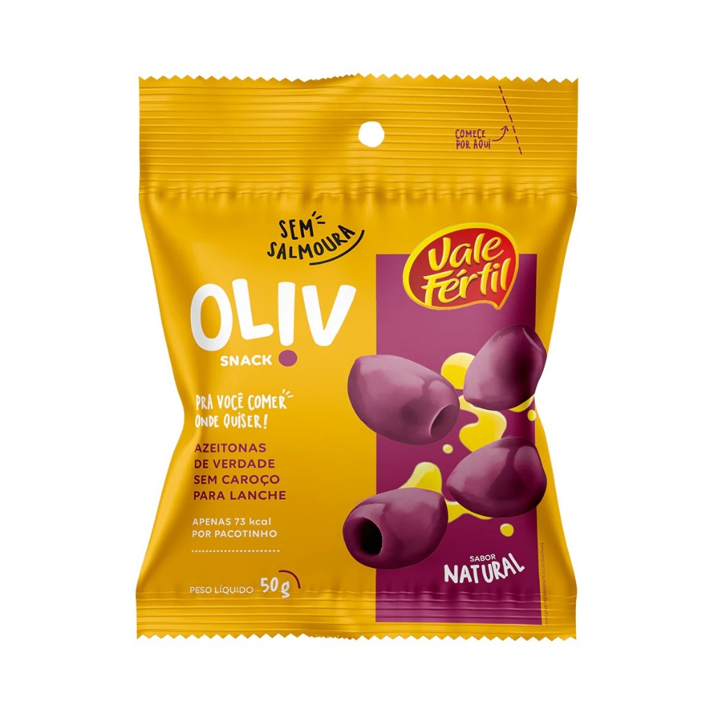 Snack Azeitona Preta Sem Caroço Sabor Natural 50g Vale Fértil