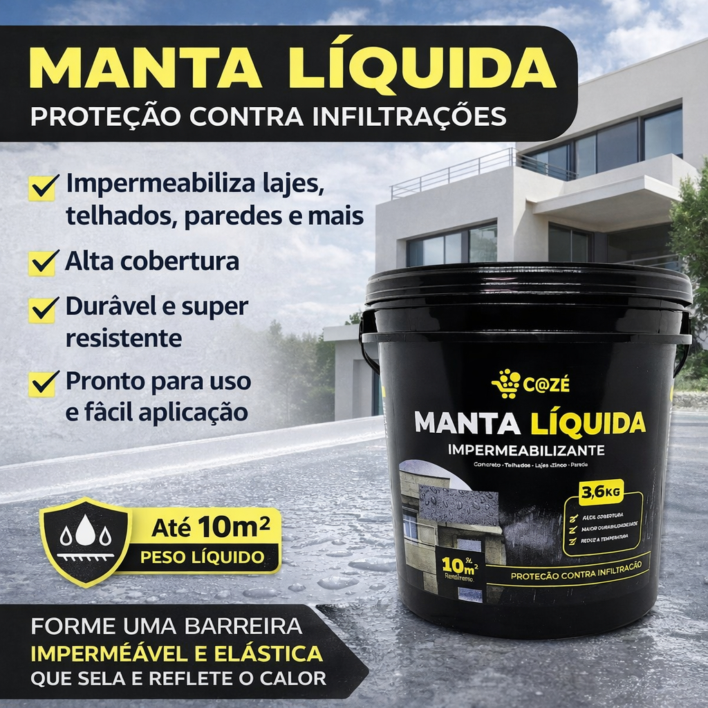 Manta Líquida Impermeabilizante Infiltração Laje Telha 3,6kg