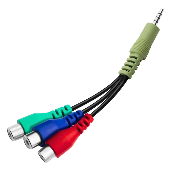 Cabo Adaptador de Vídeo P2 4c estereo x 3 Plug RCA Femea Video Componente