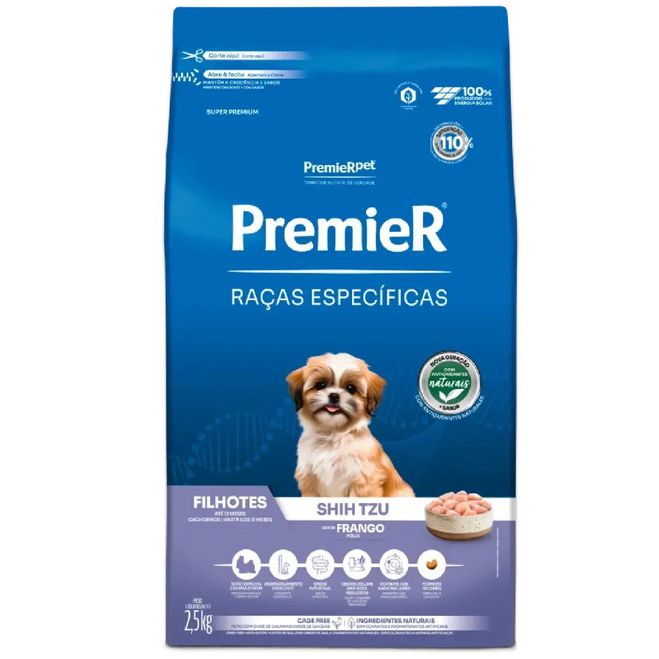Ração Premier Raças Específicas Cães Filhotes Shih Tzu Frango 2,5kg em Oferta na Shopee