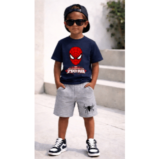 Conjunto Infantil “Homem-Aranha” 100% Algodão Premium | Camiseta + Short | Moda Infantil Estilosa