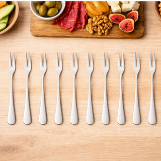 Kit 6/12/18/24 Garfos de Petiscos Inox Conjunto Garfos para Frutas Frios Queijos Mesa Posta