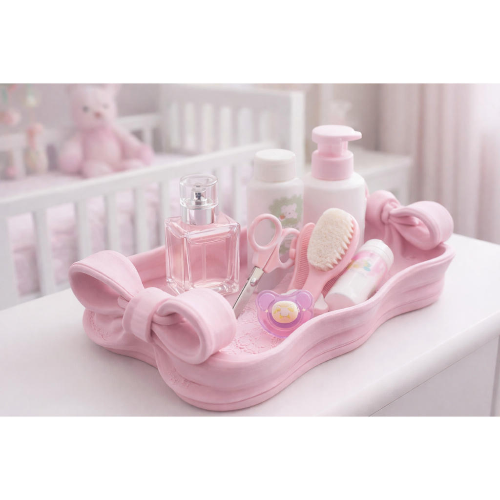 Bandeja Encanto - Luxo - baby - laço - delicado - Organizador - penteadeira - vintage - bebê