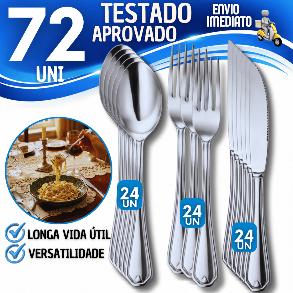 72/48//24/18 – Facas  Garfos Colheres Duráveis para Casa Festas Kit de Talheres em Oferta na Shopee