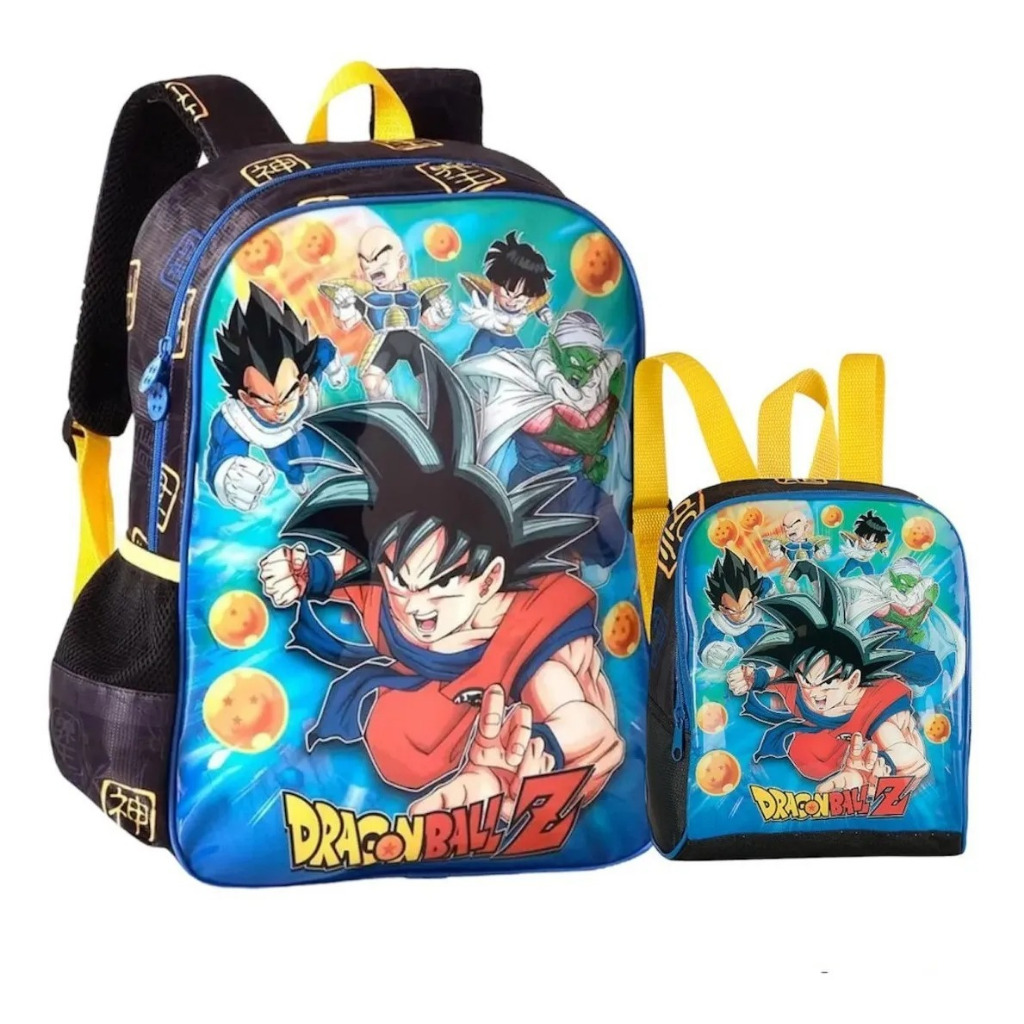 Mochila Infantil Escolar Dragon Ball Z Costas G Meninos Preto Dragon Ball Z