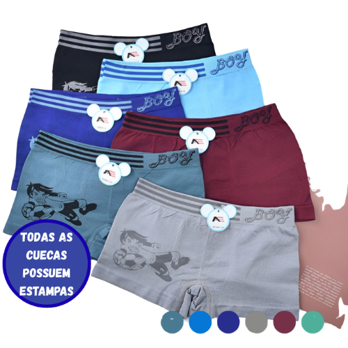 Kit Até 15 Cuecas Boxer Infantil Criança Menino Masculino Elástico Respirável Sortido
