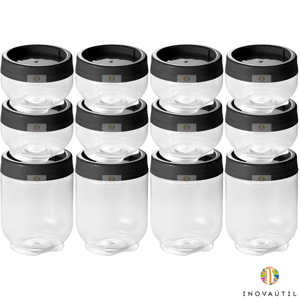 Porta Tempero 12Pçs 8-155ml e 4-380ml Kit Pote Condimento Empilhável Gire e Tave Tpa Rosca BPA FREE em Oferta na Shopee