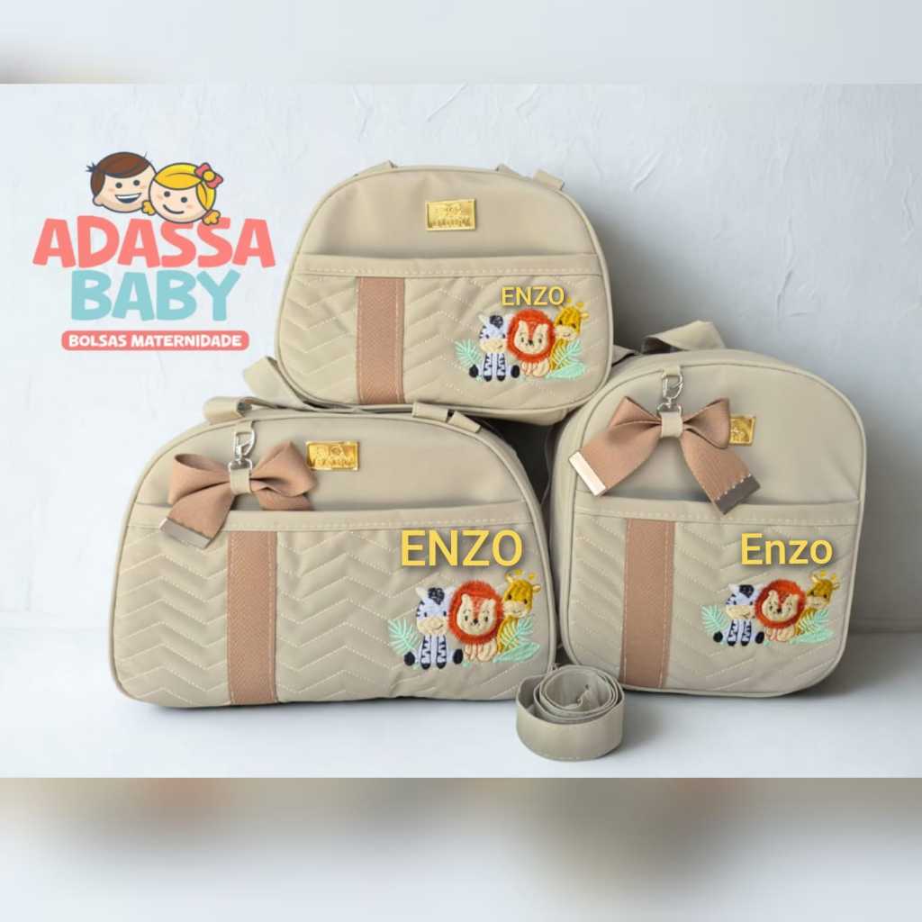 kit de bolsa Maternidade e Mochila Safari  e Borboleta  (3 Peças) personalizado