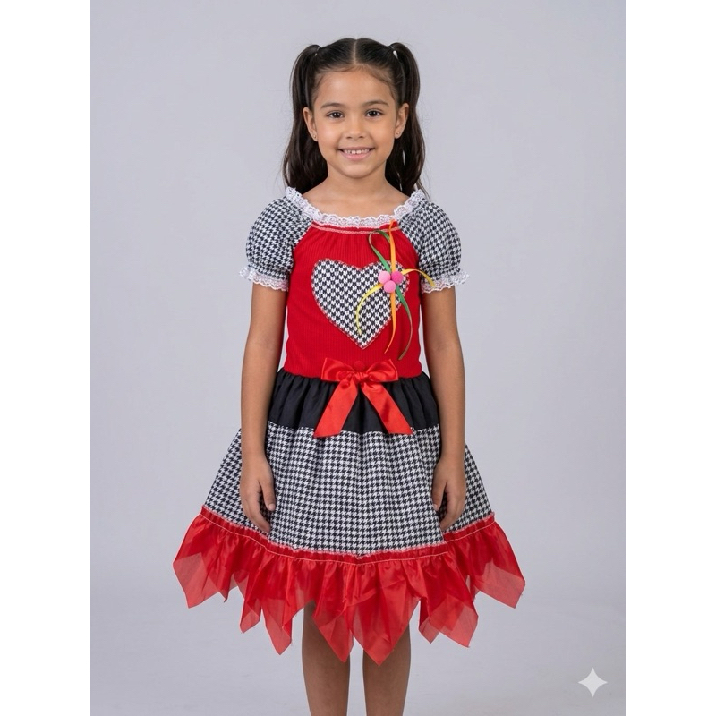 Vestido Junino Infantil Luxo- Vestido Festa  Junina Quadrilha Infantil e Juvenil