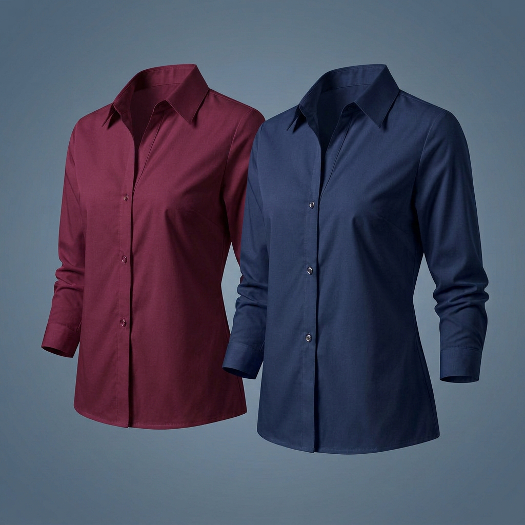 Kit 2 Camisa Social Feminina Manga 3/4 Blusa Social Feminina Tecido Não Amassa Camiseta Social Com Lycra