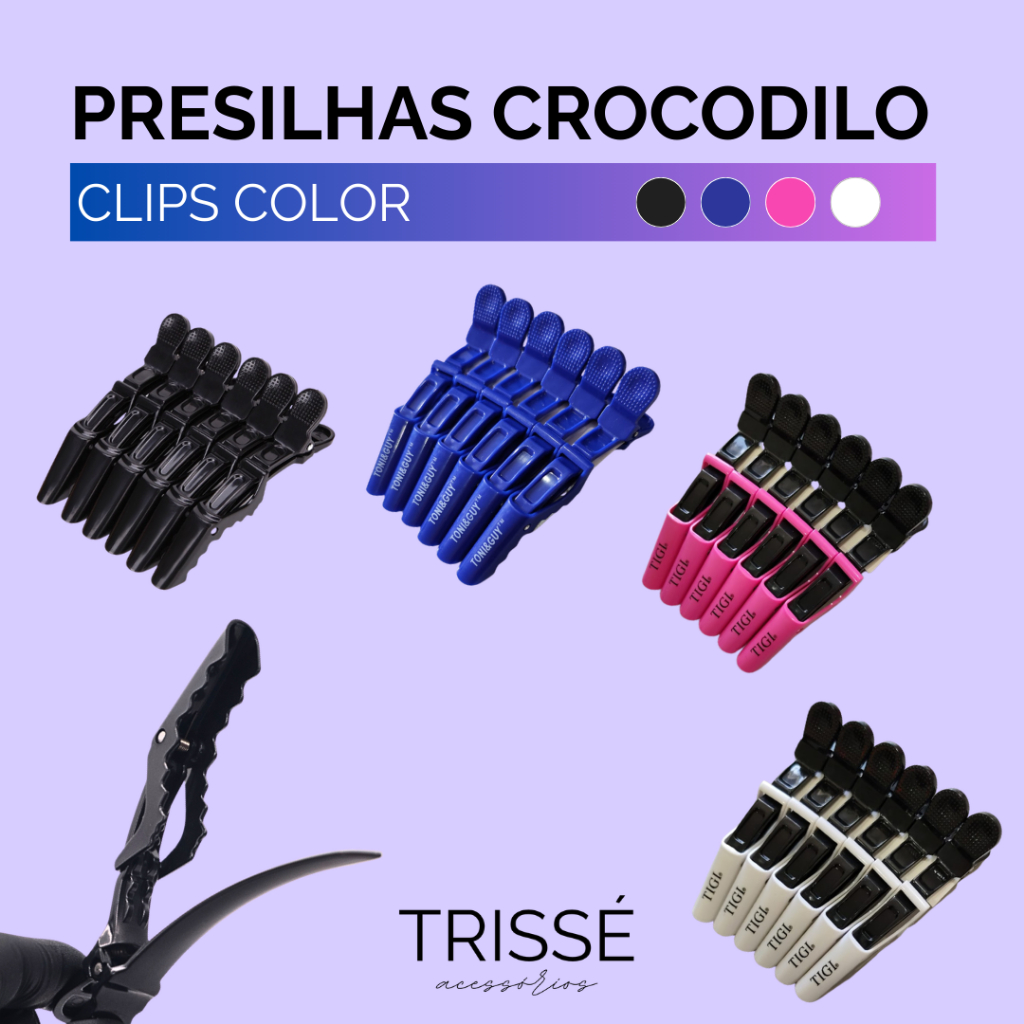 Presilha Clips Jacaré Crocodilo Trissé Acessórios Color Para Separação de Mechas Cabelo Profissional em Oferta na Shopee