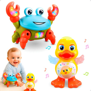 Kit Caranguejo Fujão e Pato Dançarino Brinquedo Patinho Musical Luz Som Movimento Infantil em Oferta na Shopee