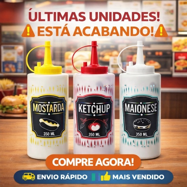 Kit 3 Bisnaga Lanchonete Bar Katchup Maionese Mostarda 350ml Moderna E Elegante em Oferta na Shopee