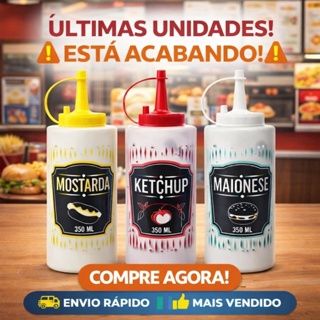 Kit 3 Bisnaga Lanchonete Bar Katchup Maionese Mostarda 350ml Moderna E Elegante em Oferta na Shopee