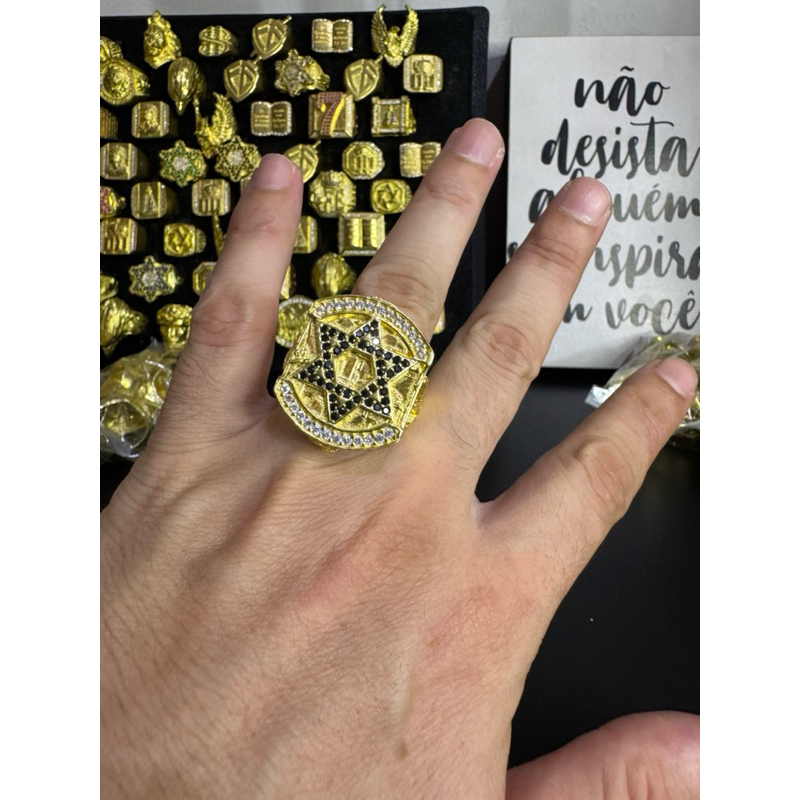 Dedeira estrela de Davi moeda antiga premium idêntica a ouro 18k