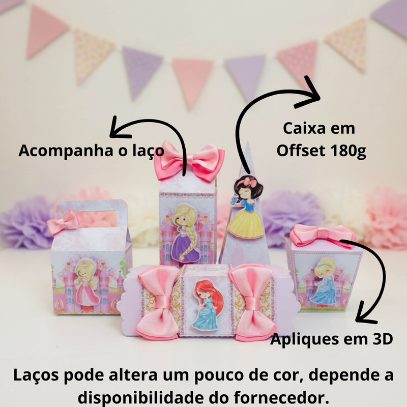 Kit Festa Pegue e Monte As Princesas da Disney | Caixas Personalizadas | Lembrancinhas | 10 a 40 Itens | Fazemo Qlq Tema