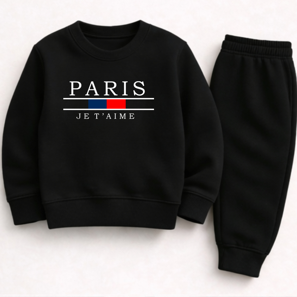 Conjunto Gola Careca Estampa Streetwear Infantil Paris Jet