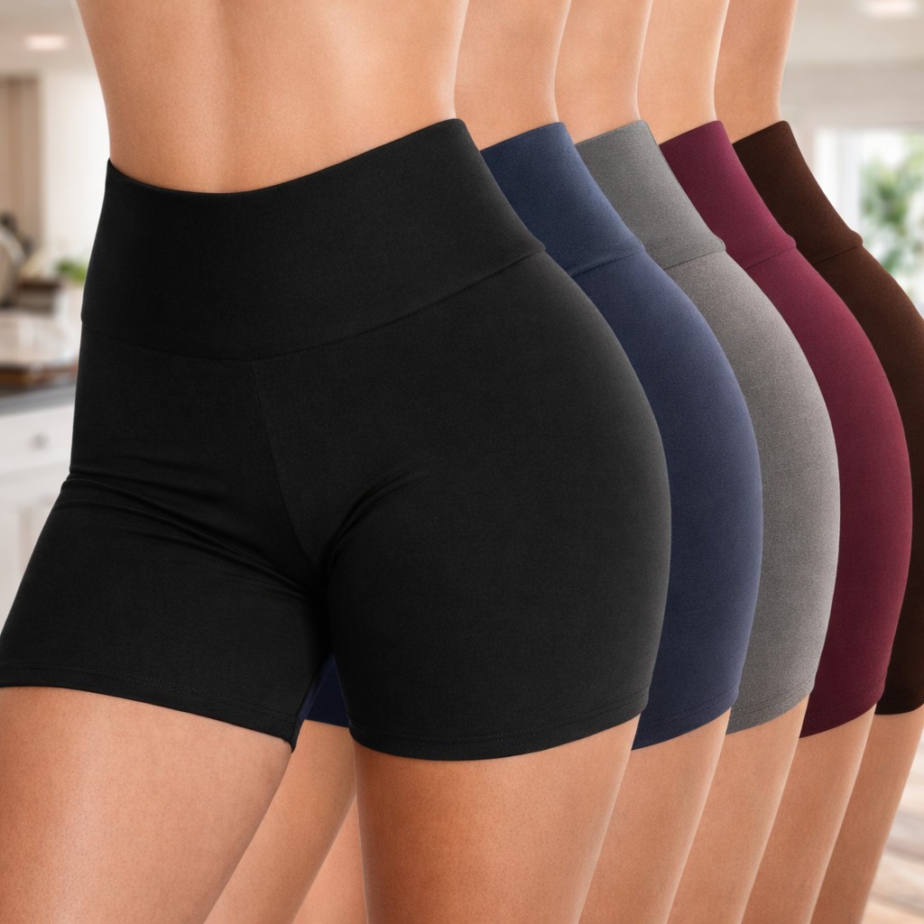 KIT 3  Shortinho Feminino Meia Coxa Legging Suplex Feminino Academia Curto Cintura Alta FITNEES P ao GG