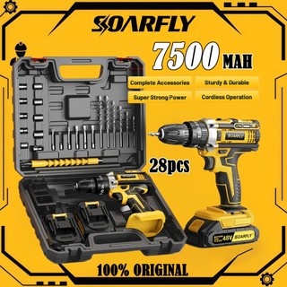 SOARFLY Parafusadeira Furadeira 48V 2 Baterias Com Maleta e Acessórios Completo 28pcs 220…
