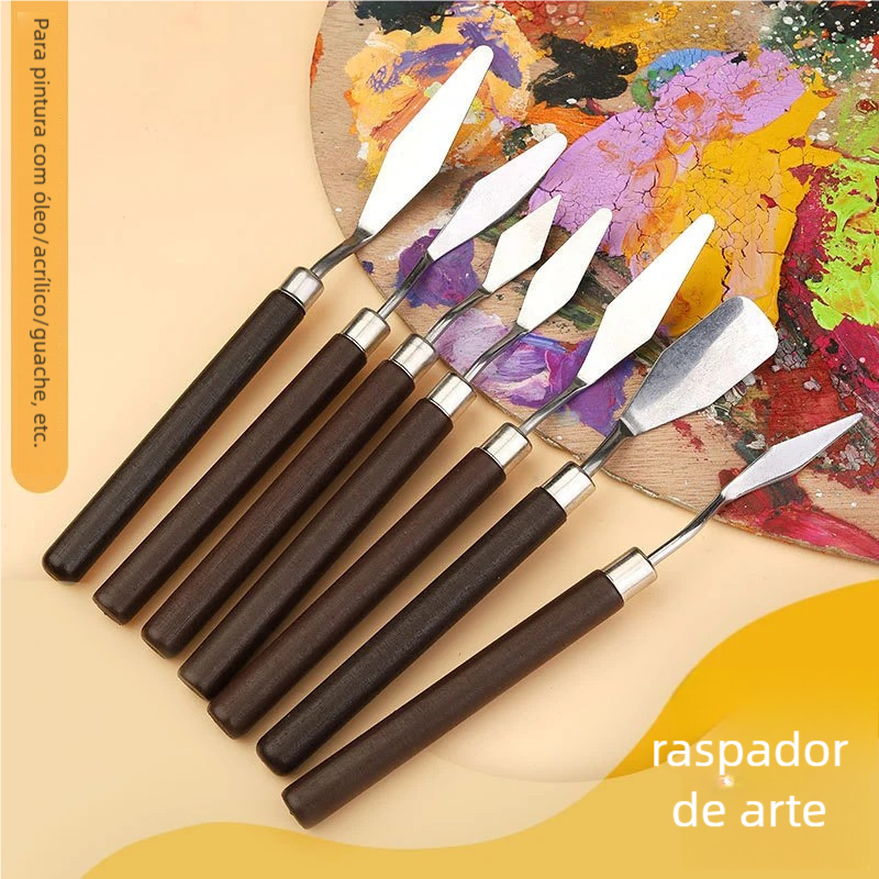 7 pcs Conjunto Ferramentas de Desenho - Faca Espátula Artista Aço Inoxidável para Pintura a Óleo