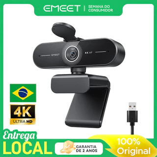 Webcam EMEET C60E 4K UHD 8MP Streaming Foco Automático 60fps Microfone Duplo para PC Notebook Preto