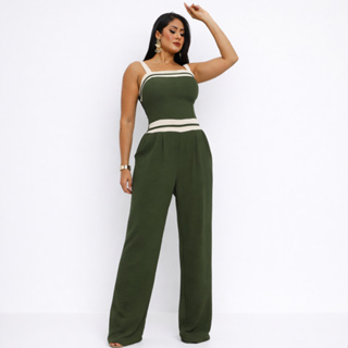 Macacão Feminino Pantalona de Alça Duna Longo Social Elegante com Elastico nas Costas e Bojo Modas Maysa em Oferta na Shopee