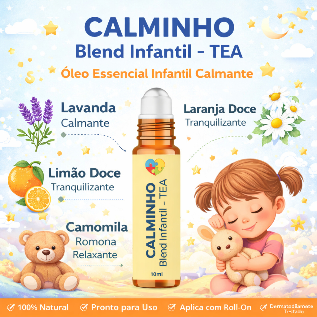 Aromaterapia Autismo (TEA) Calminho Blend Rollon Óleos Essenciais | Aromas da Mata