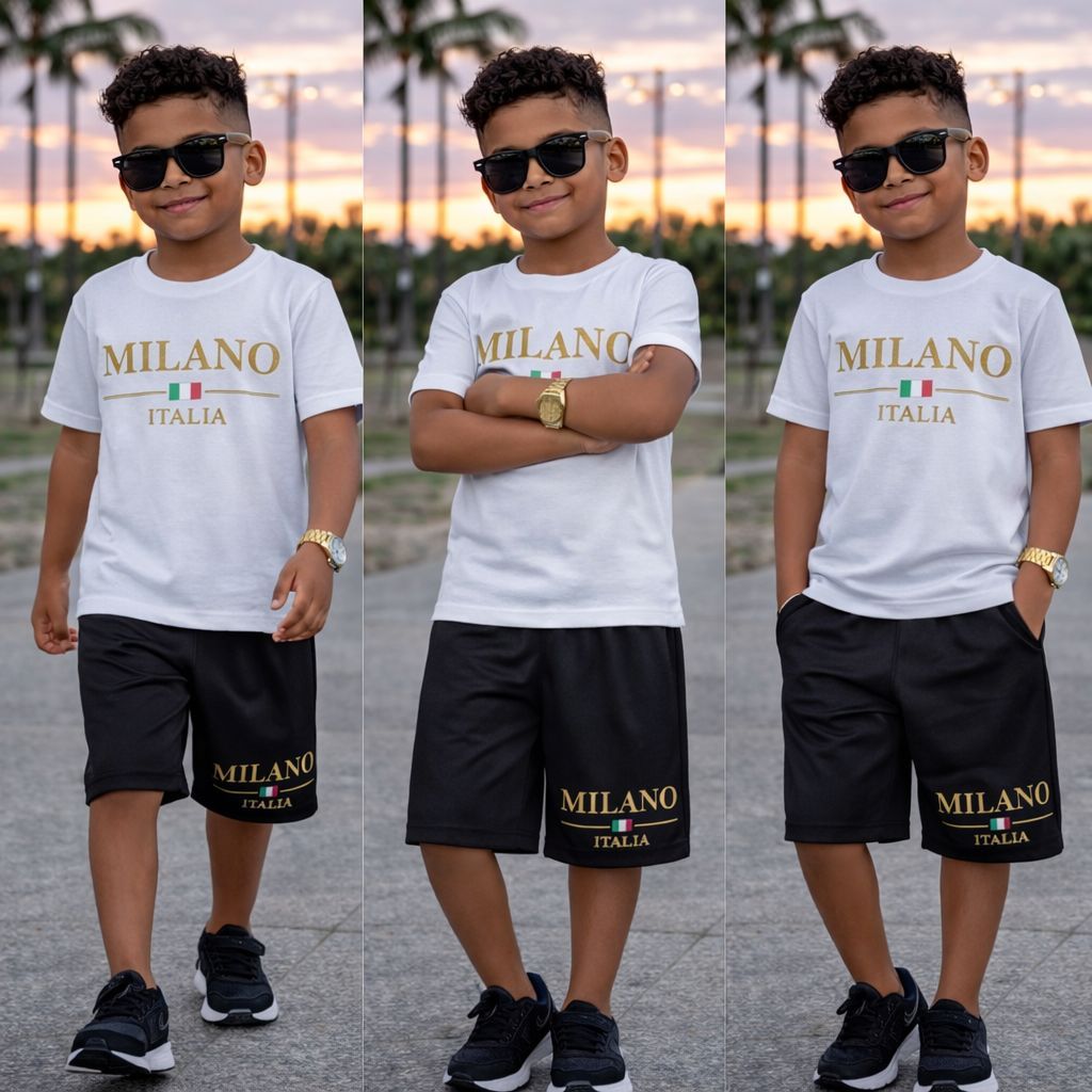 Conjunto Infantil Juvenil Menino Camiseta E Bermuda Kit Estiloso Para Verão E Meia Estação