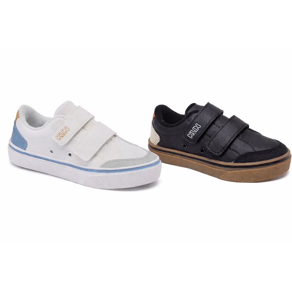 Tênis Infantil Estilo Street Freestyle KLIN - BRANCO/PRETO em Oferta na Shopee