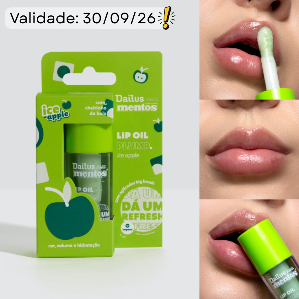 Lip Oil Brilho Labial Ice Apple - Dailus Feat. Mentos