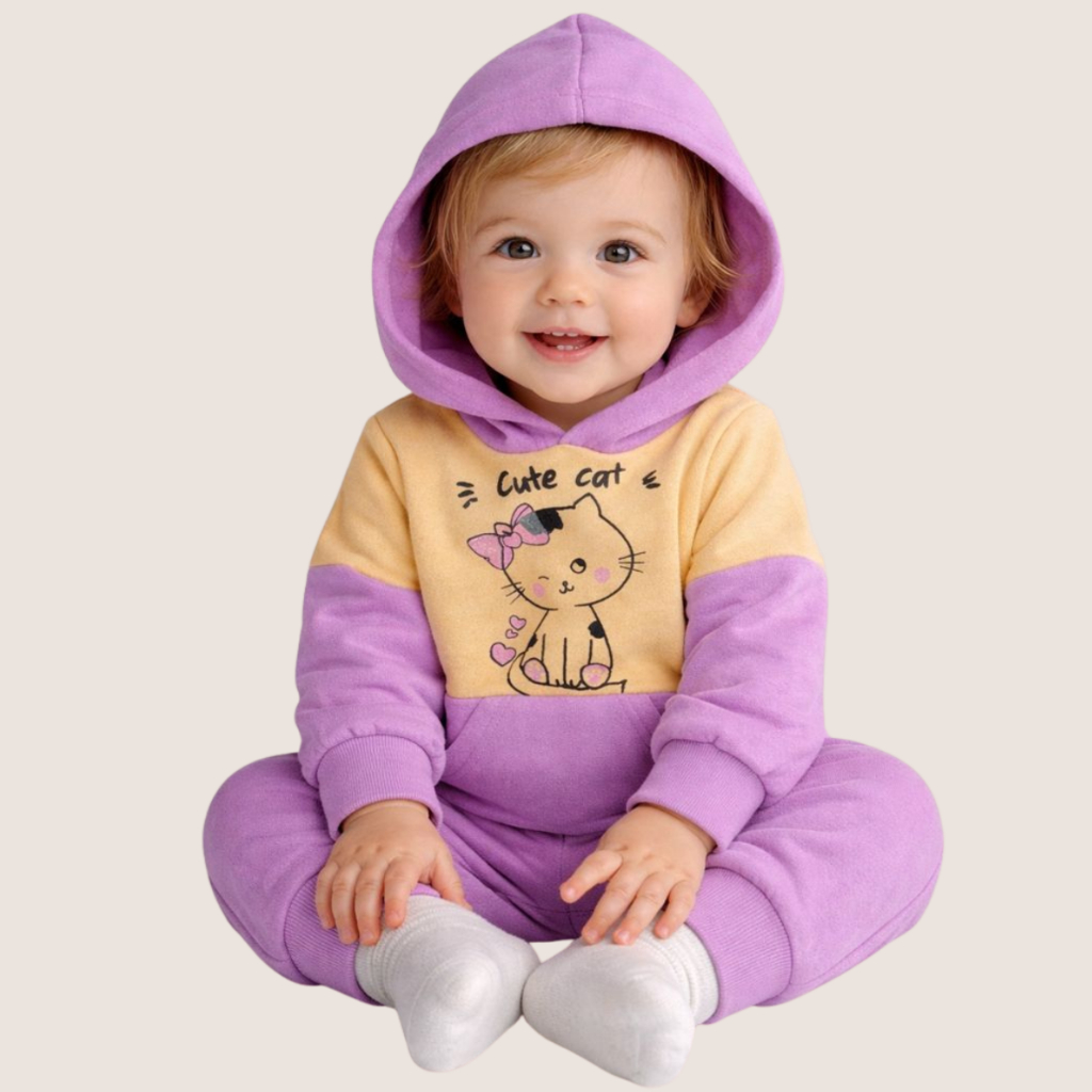 Conjunto Moletom Bebê Menina - Agasalho Bebê Feminino - Roupa de Frio - Conjunto Moletom Inverno - 100% Algodão