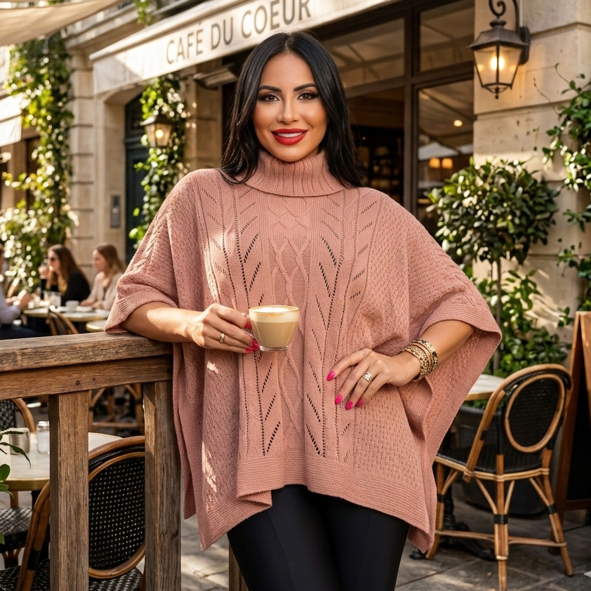 Poncho Longo Moda Feminina Xale Tricot em Oferta na Shopee