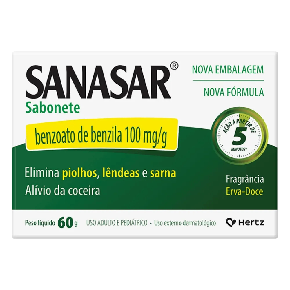 Sabonete Sanasar Eliminação de piolhos, lêndeas e sarna 60g